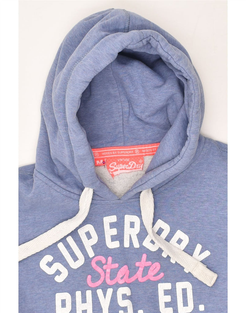 SUPERDRY Womens Graphic Hoodie Jumper UK 12 Medium Blue Cotton | Vintage Superdry | Thrift | Second-Hand Superdry | Used Clothing | Messina Hembry 