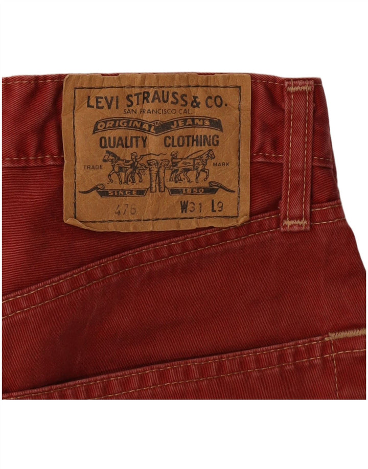 LEVI'S Mens 476 Denim Shorts W31 Medium Red Cotton