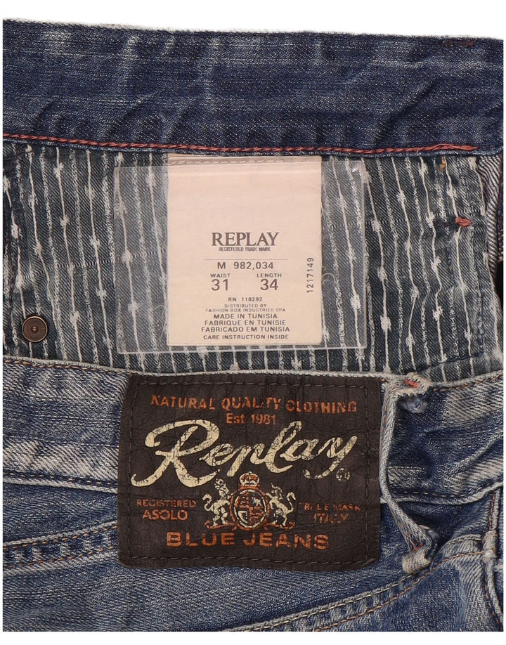 Replay Mens Slim Jeans W31 L34 Blue Cotton