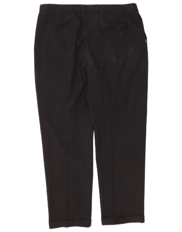 Marks & Spencer Mens Pegged Suit Trousers W40 L33 Black Polyester