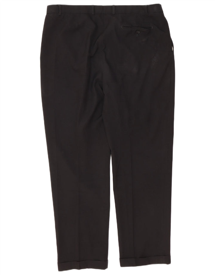 Marks & Spencer Mens Pegged Suit Trousers W40 L33 Black Polyester