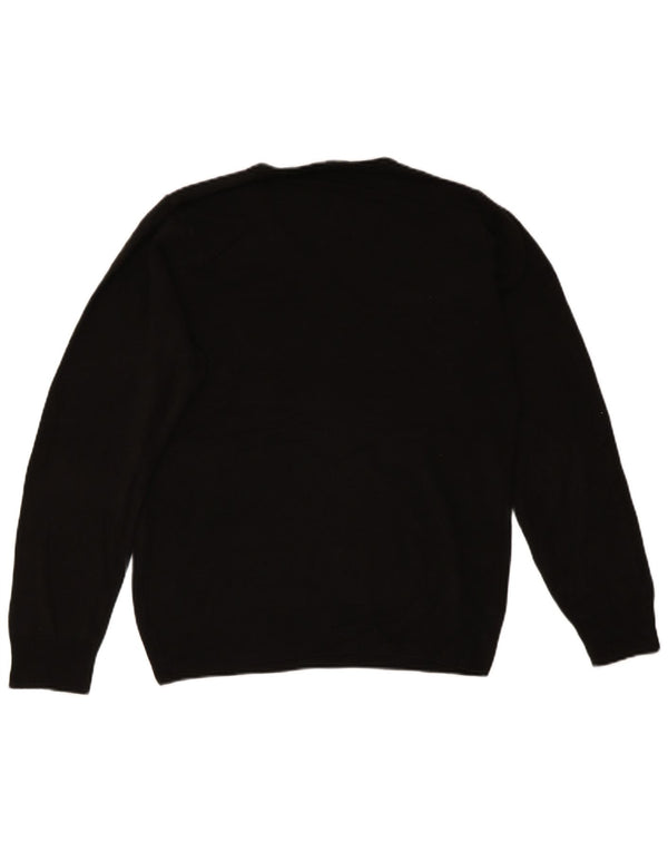 MARKS & SPENCER Mens V-Neck Jumper Sweater Small Black Acrylic