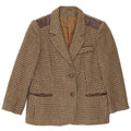 Vintage Womens 2 Button Blazer Jacket IT 48 XL Brown Houndstooth Wool