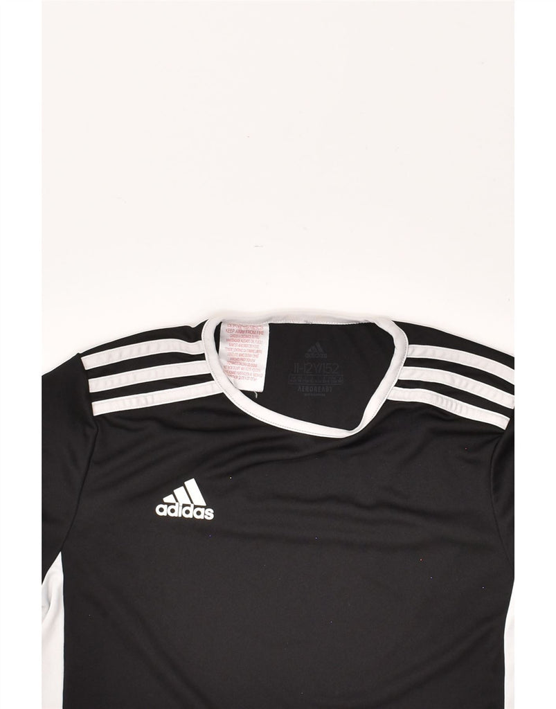 ADIDAS Boys Aeroready T-Shirt Top 11-12 Years Black Colourblock Polyester | Vintage Adidas | Thrift | Second-Hand Adidas | Used Clothing | Messina Hembry 