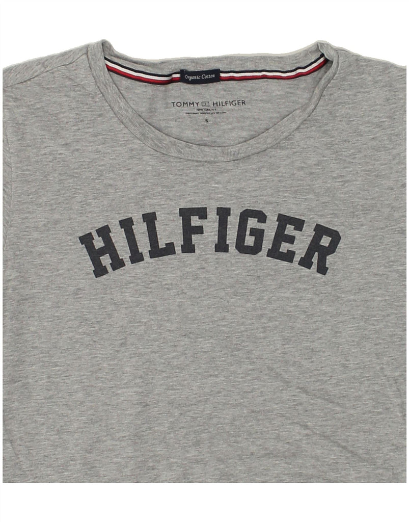 TOMMY HILFIGER Womens Graphic T-Shirt Top UK 10 Small Grey Cotton | Vintage Tommy Hilfiger | Thrift | Second-Hand Tommy Hilfiger | Used Clothing | Messina Hembry 