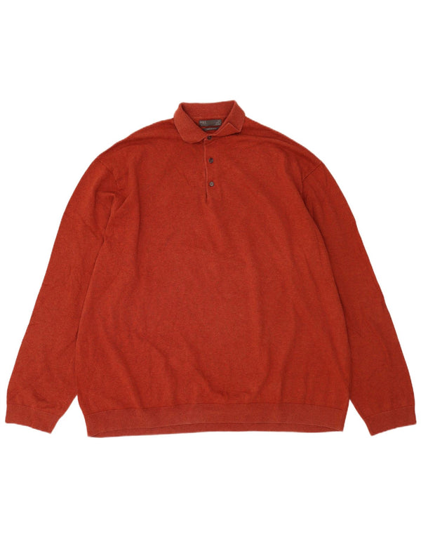 Marks & Spencer Mens Polo Neck Jumper Sweater 4XL Red Cotton