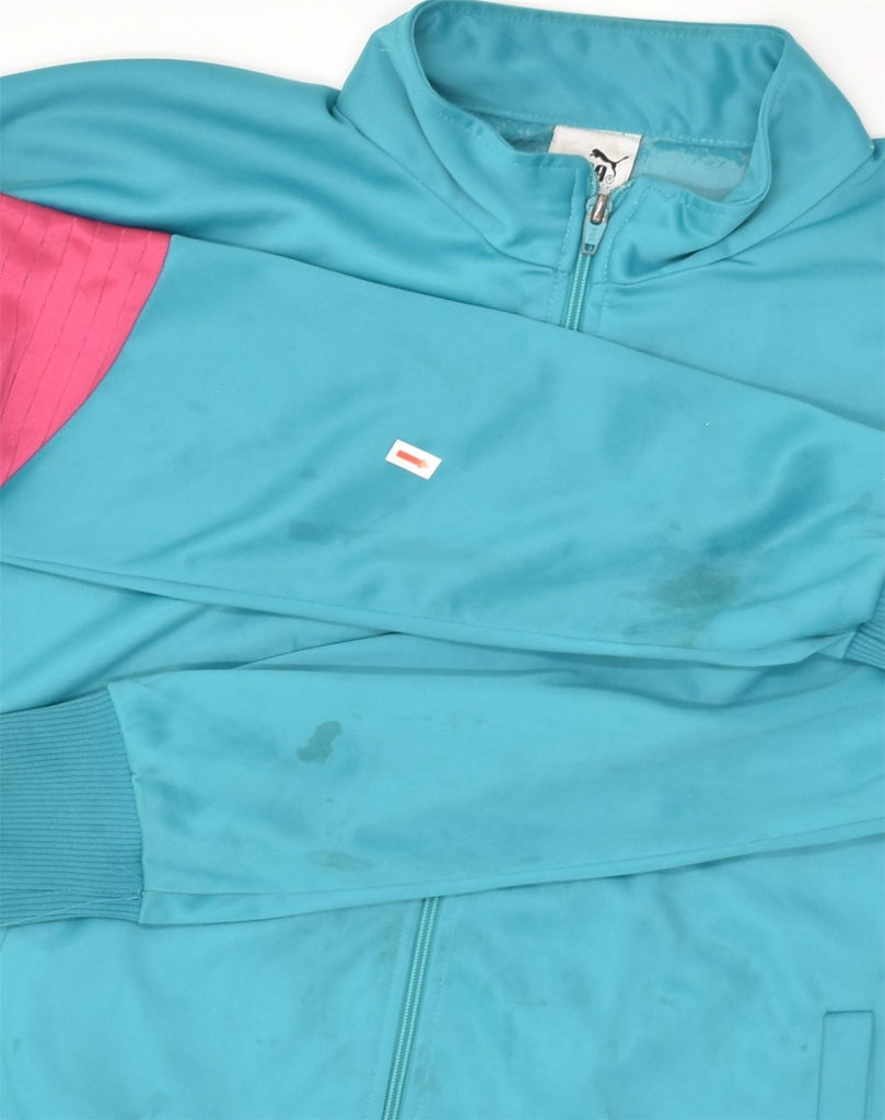 PUMA Womens Tracksuit Top Jacket UK 14 Medium Turquoise Polyester | Vintage Puma | Thrift | Second-Hand Puma | Used Clothing | Messina Hembry 