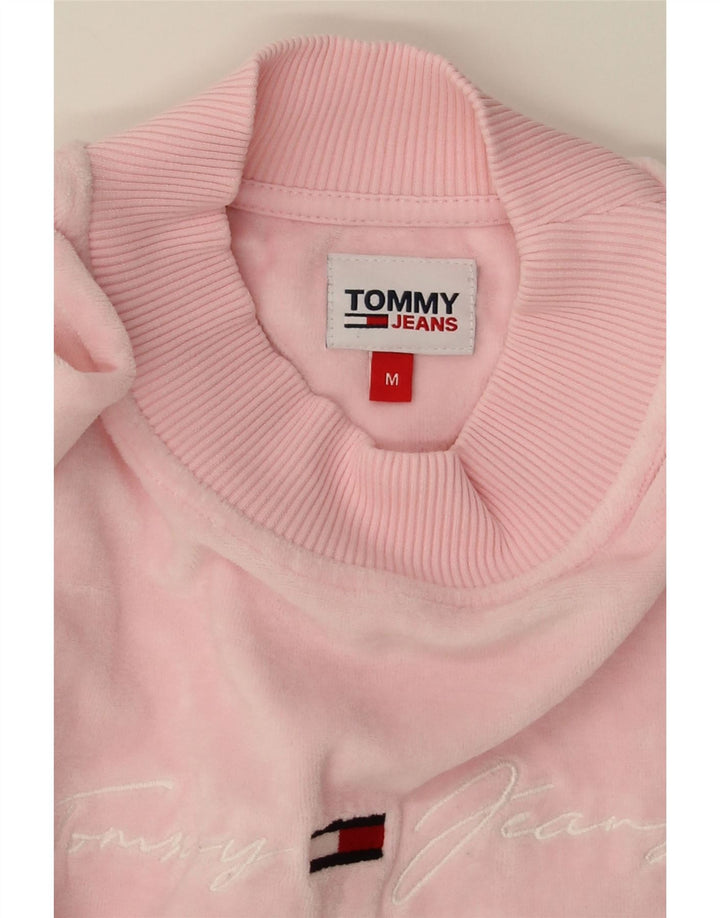 TOMMY HILFIGER Womens Crop Graphic Sweatshirt Jumper UK 14 Medium Pink Vintage Tommy Hilfiger and Second-Hand Tommy Hilfiger from Messina Hembry 