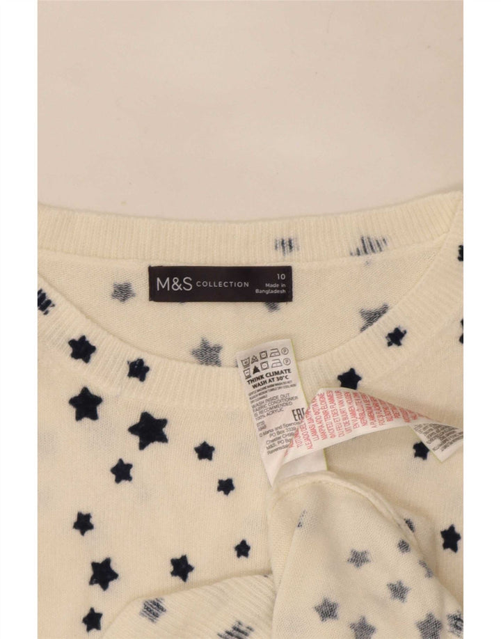 Marks & Spencer Womens Boat Neck Jumper Sweater UK 10 Small White