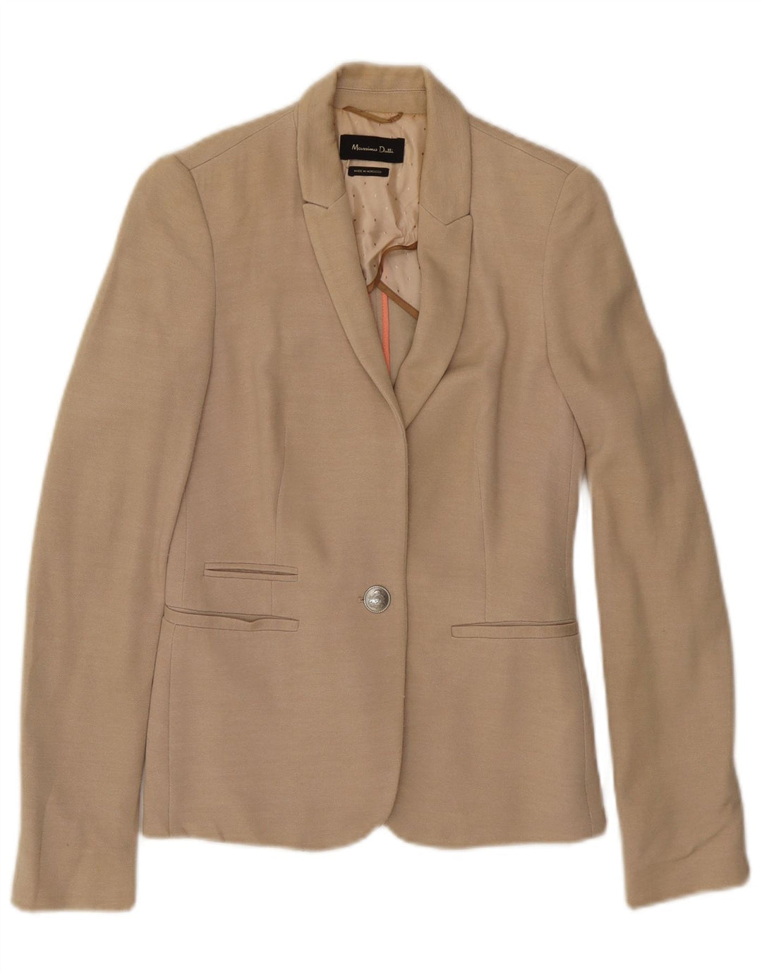 MASSIMO DUTTI Womens 1 Button Blazer Jacket EU 36 XS Beige Viscose
