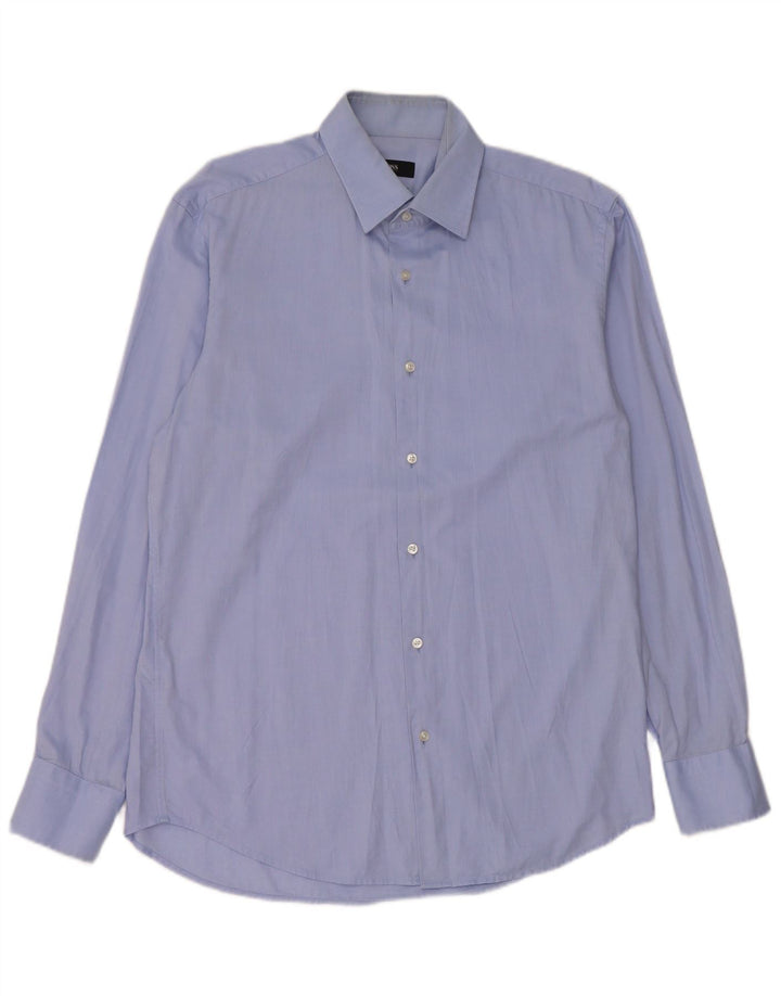 Hugo Boss Mens Regular Fit Shirt Size 39 Medium Blue Cotton