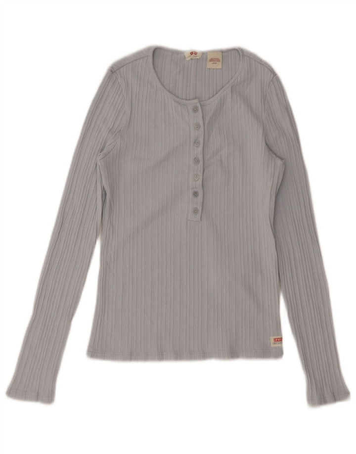 Levi's Womens Top Long Sleeve UK 8 Small Blue Cotton