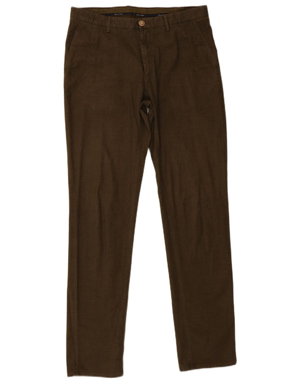 Massimo Dutti Mens Casual Fit Slim Chino Trousers EU 42 Large W32 L33 Khaki