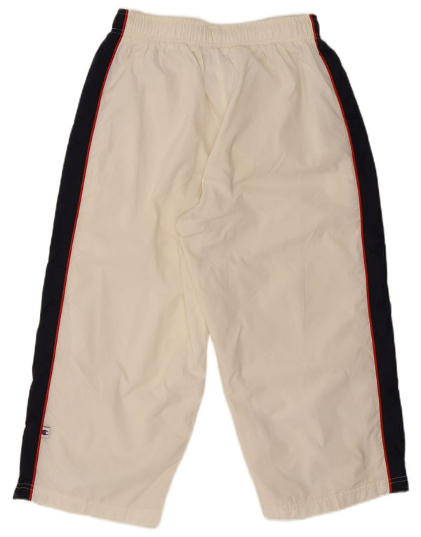 Champion Mens Capri Tracksuit Trousers Small White Colourblock Nylon