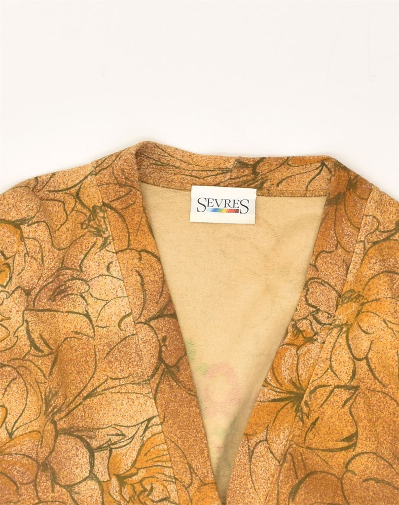 SEVRES Womens Cardigan Sweater UK 18 XL Brown Floral Cotton | Vintage Sevres | Thrift | Second-Hand Sevres | Used Clothing | Messina Hembry 