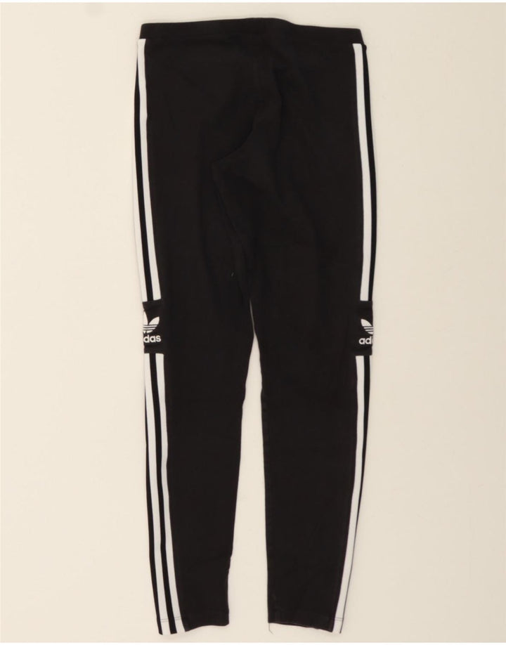 ADIDAS Womens Graphic Leggings UK 14 Medium Black Cotton Vintage Adidas and Second-Hand Adidas from Messina Hembry 