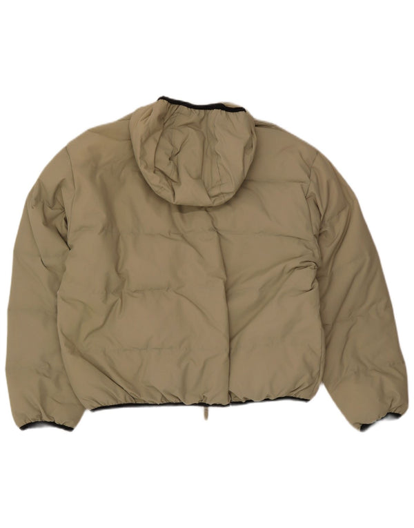 Vintage Mens Hooded Loose Fit Padded Jacket UK 36 Small Khaki Polyester