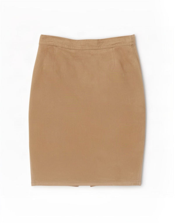 Vintage Womens Suede Pencil Skirt Medium W30 Beige