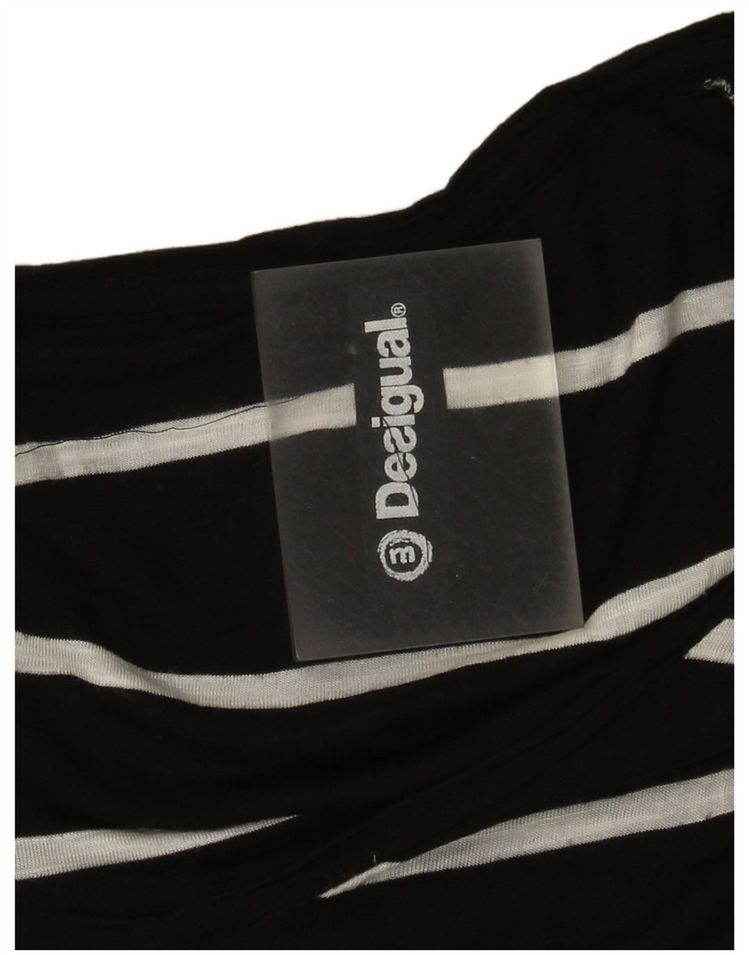 Desigual Womens Graphic Long Sleeve Tunic Top UK 12 Medium Black Striped