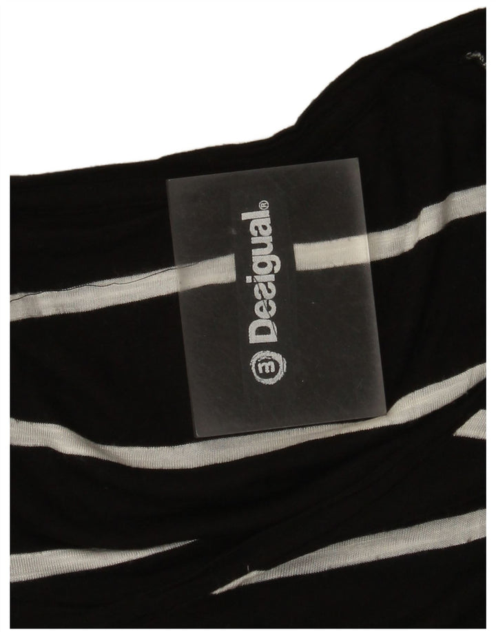 Desigual Womens Graphic Long Sleeve Tunic Top UK 12 Medium Black Striped