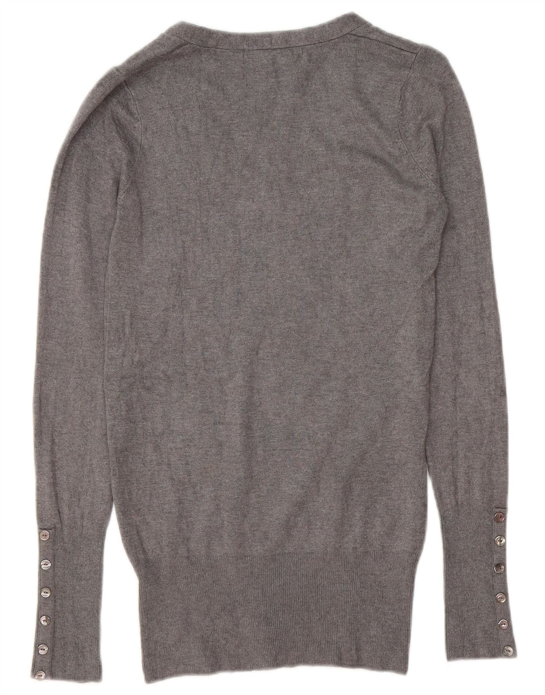 ZARA Womens V-Neck Jumper Sweater UK 10 Small Grey Rayon