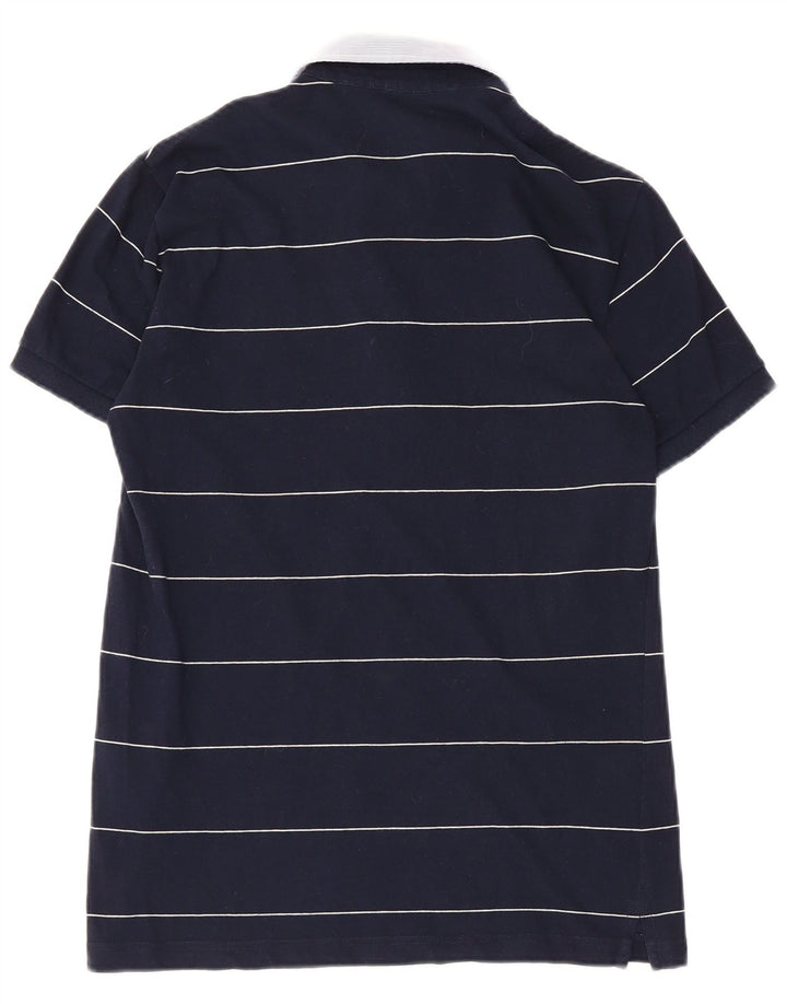 Fred Perry Mens Polo Shirt Medium Navy Blue Striped Cotton
