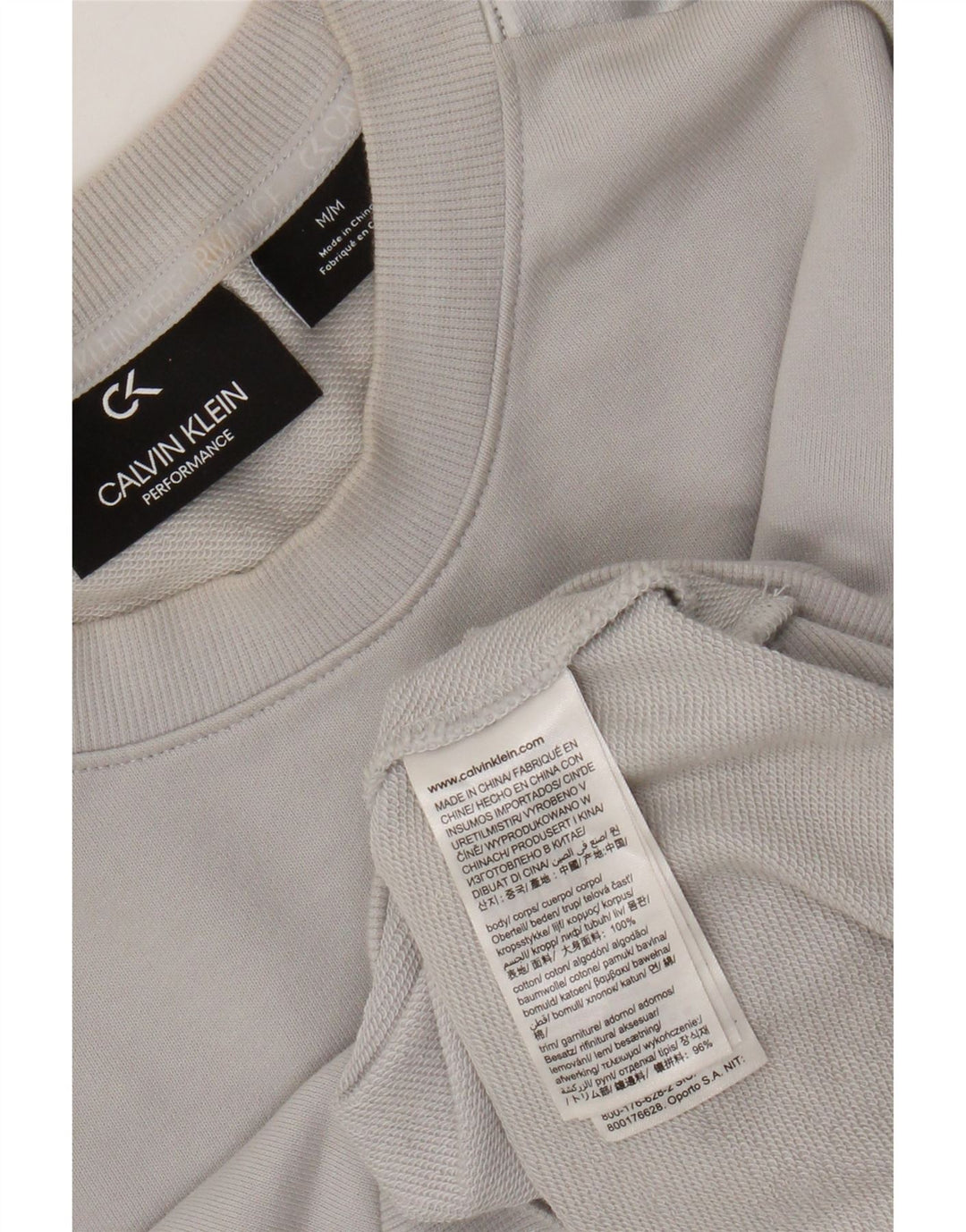 Calvin Klein Womens Crop Graphic Sweatshirt Jumper UK 14 Medium Grey Cotton