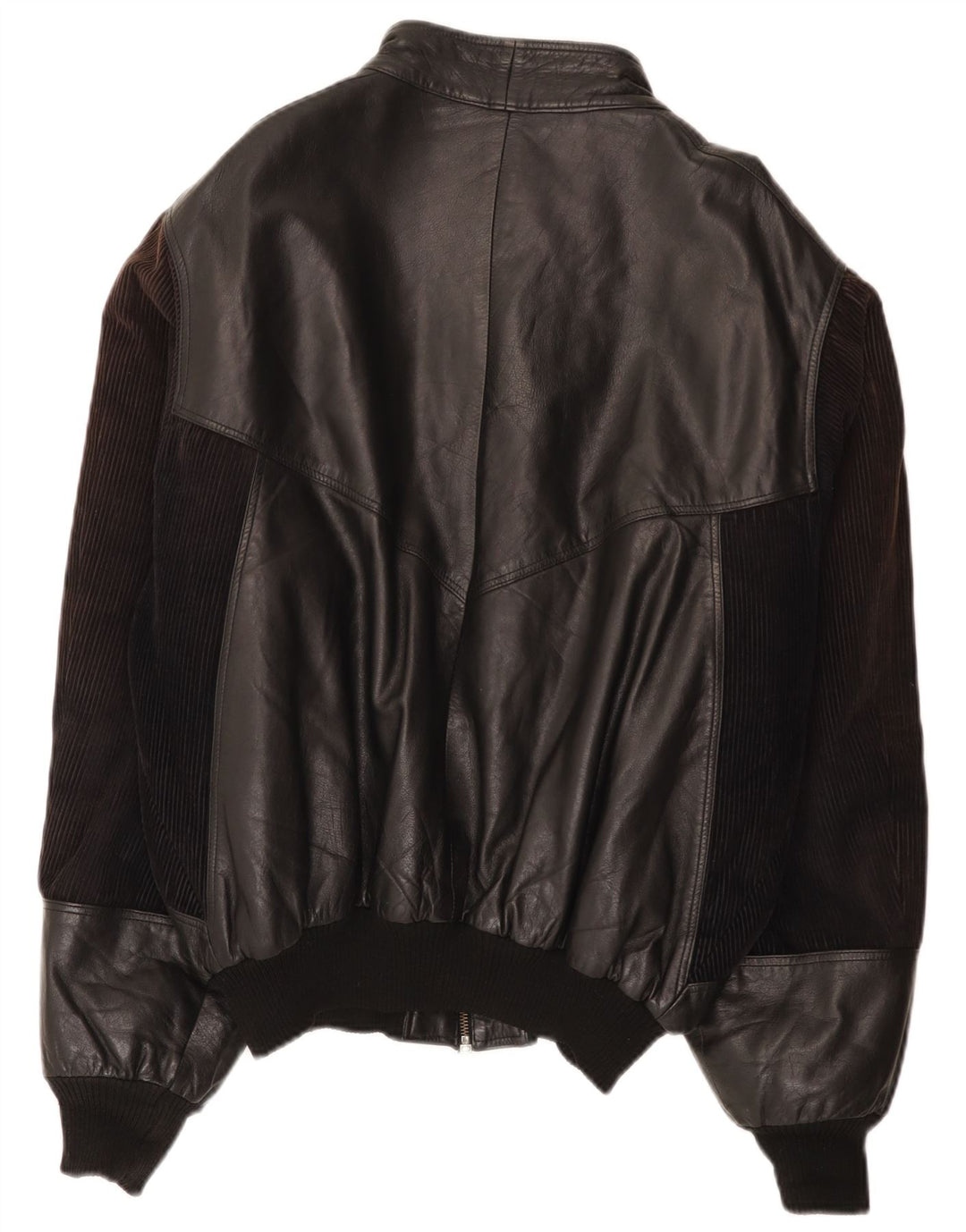Vintage Mens Bomber Leather Jacket IT 52 XL Black