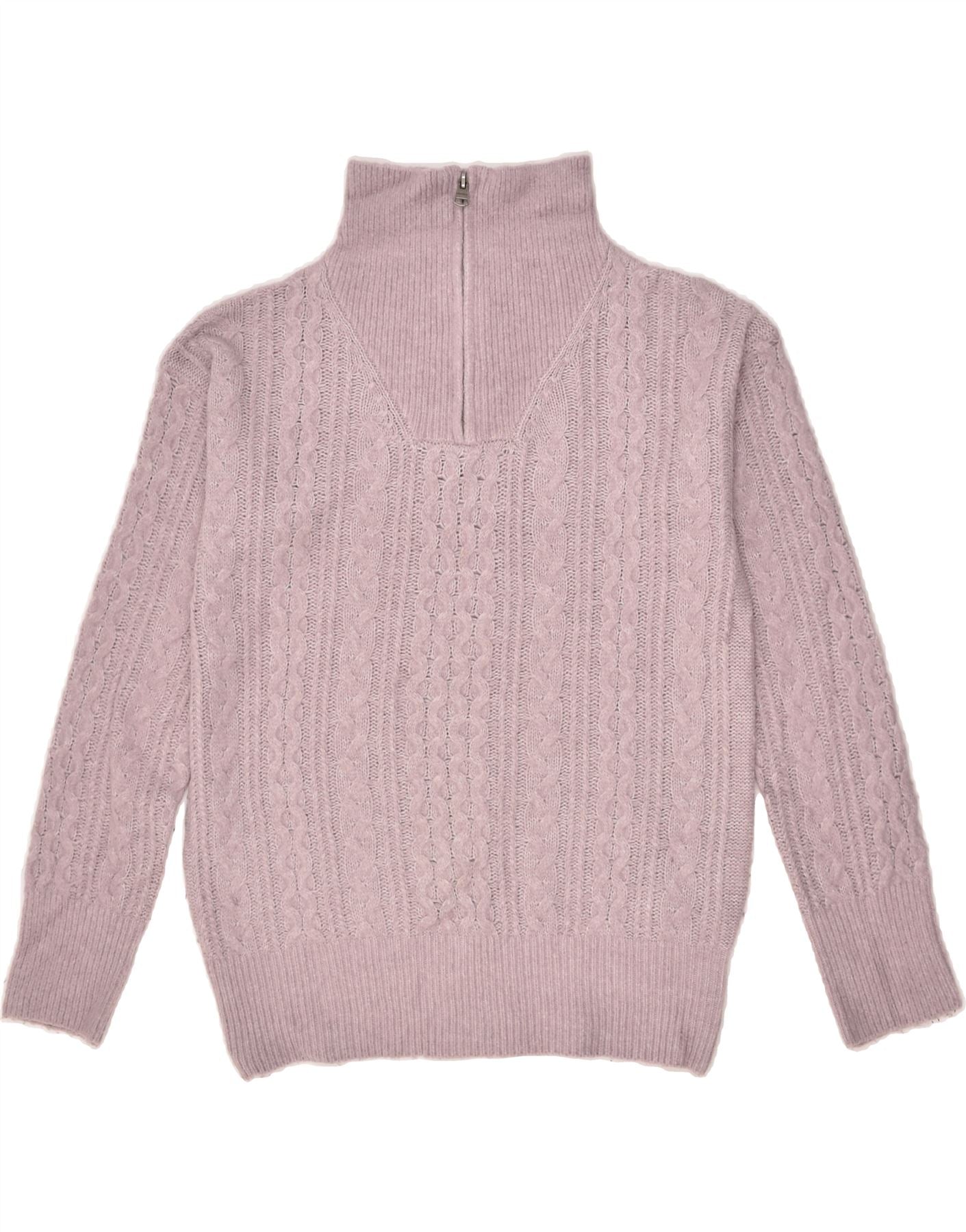 FAT FACE Womens Zip Neck Jumper Sweater UK Small Pink Nylon