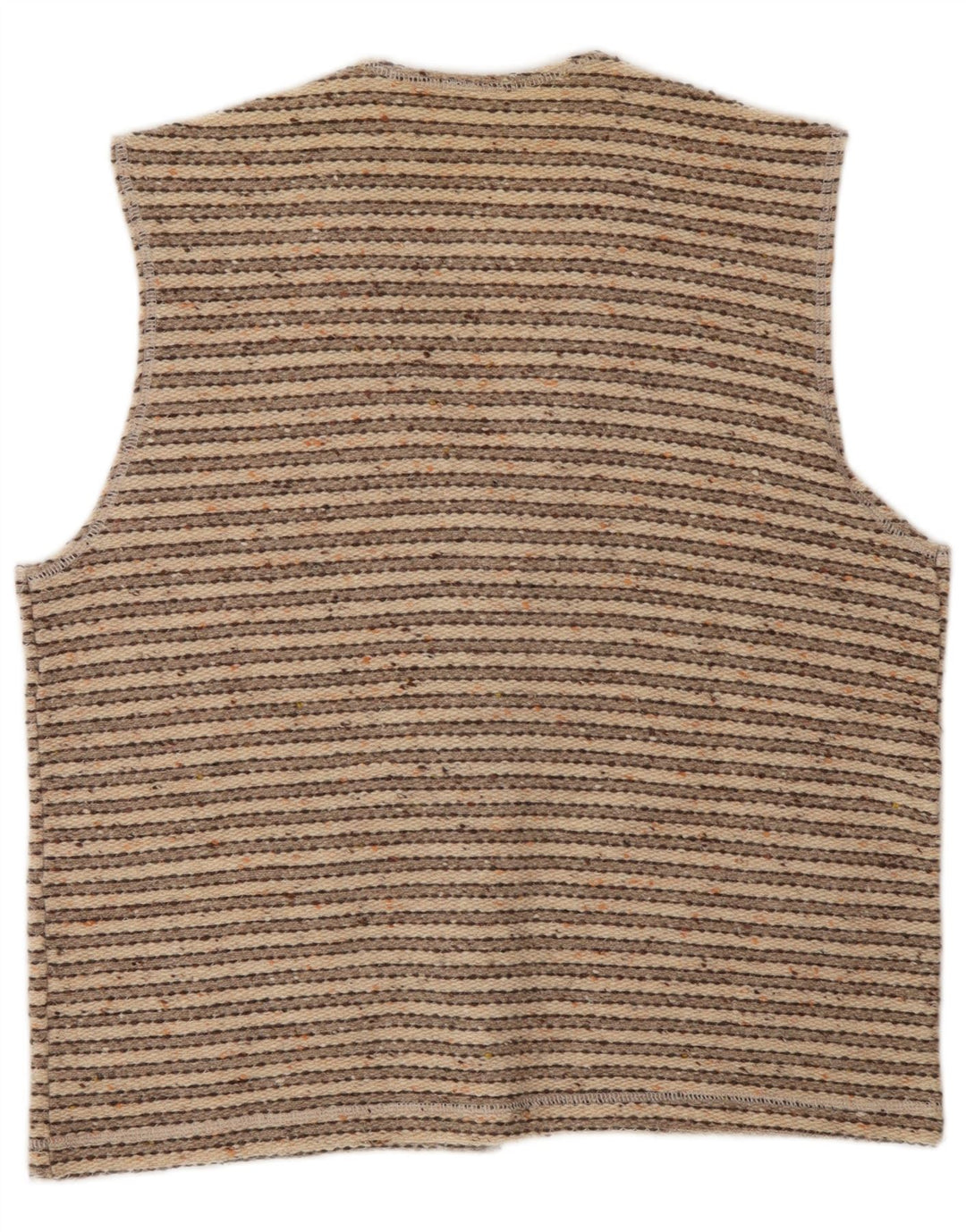 Wit Boy Mens Sleeveless Cardigan Sweater Small Beige Striped Wool
