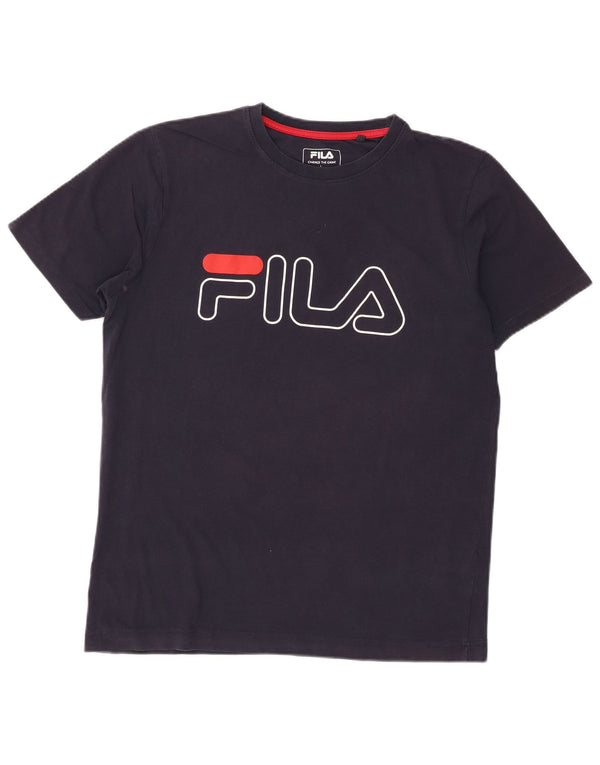 Fila Mens Graphic T-Shirt Top Large Navy Blue Cotton
