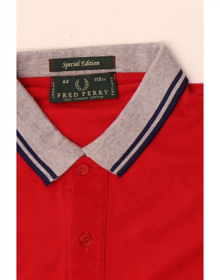 Fred Perry Mens Rugby Polo Shirt Medium Red Cotton