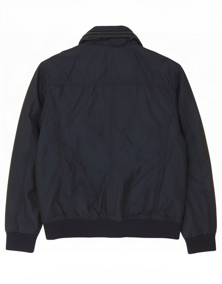 Zara Mens Bomber Jacket UK 40 Large Navy Blue Polyester