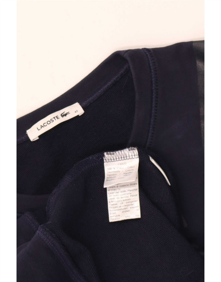 Lacoste Womens Graphic Sweatshirt Jumper Size 40 Medium Navy Blue Cotton