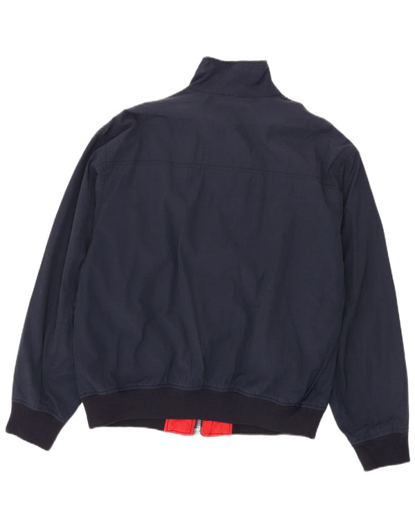 Vintage Mens Bomber Jacket IT 48 Medium Navy Blue Cotton