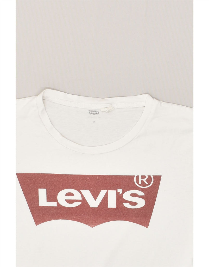 LEVI'S Womens Graphic T-Shirt Top UK 14 Medium White Cotton | Vintage Levi's | Thrift | Second-Hand Levi's | Used Clothing | Messina Hembry 