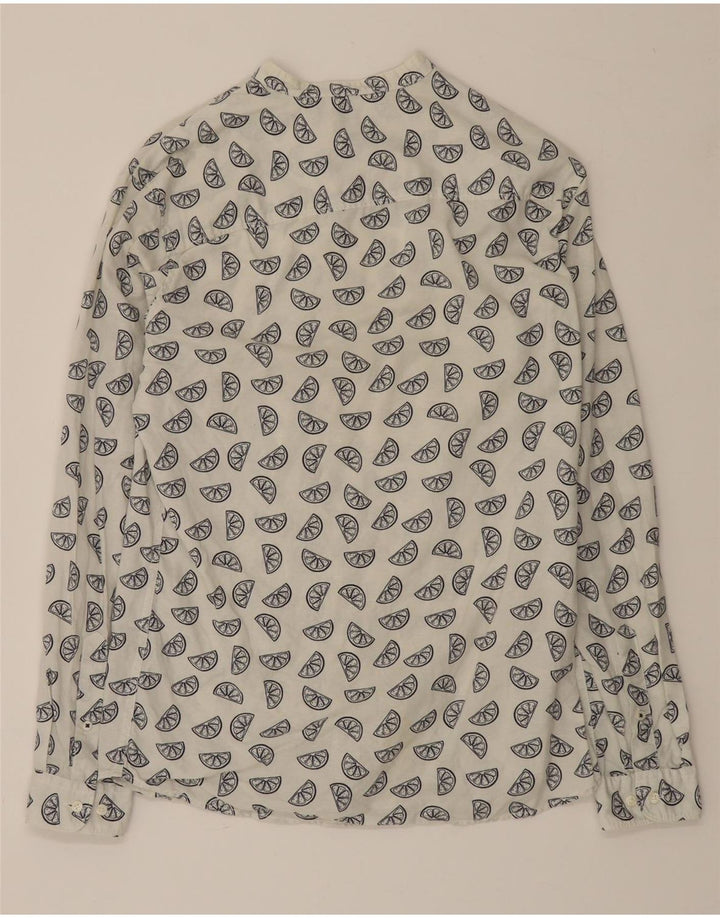 JACK & JONES Mens Abstract Pattern Slim Shirt Small Beige Cotton Vintage Jack & Jones and Second-Hand Jack & Jones from Messina Hembry 