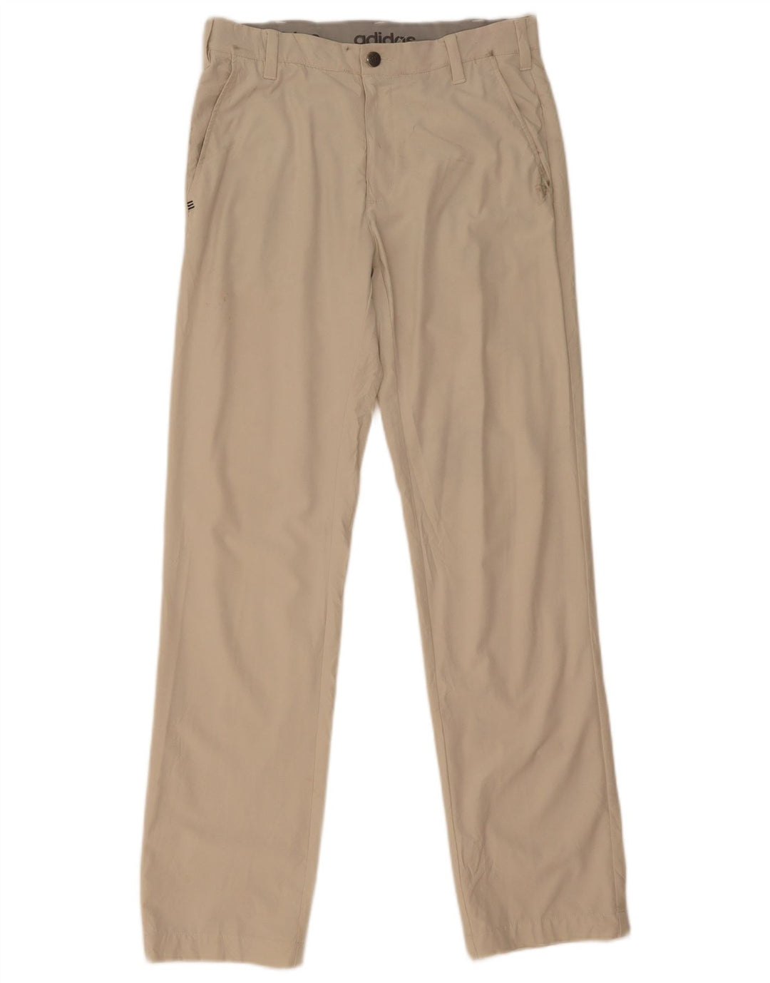 Adidas Mens Straight Chino Trousers W30 L32 Beige Polyester