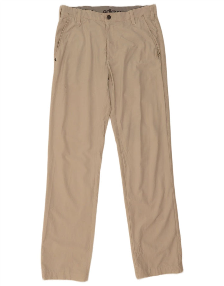 Adidas Mens Straight Chino Trousers W30 L32 Beige Polyester