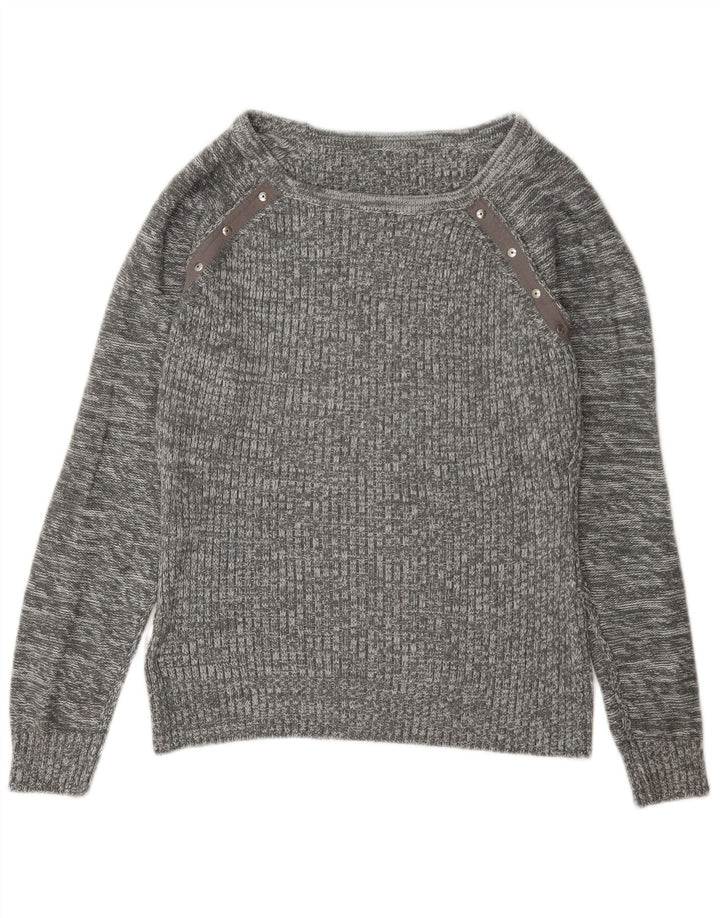 Guess Womens Boat Neck Jumper Sweater UK 14 Medium Grey Flecked