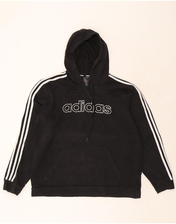 Adidas Mens Graphic Hoodie Jumper Large Black Cotton