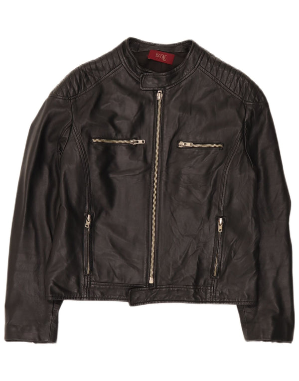 Basile Mens Leather Jacket UK 38 Medium Black