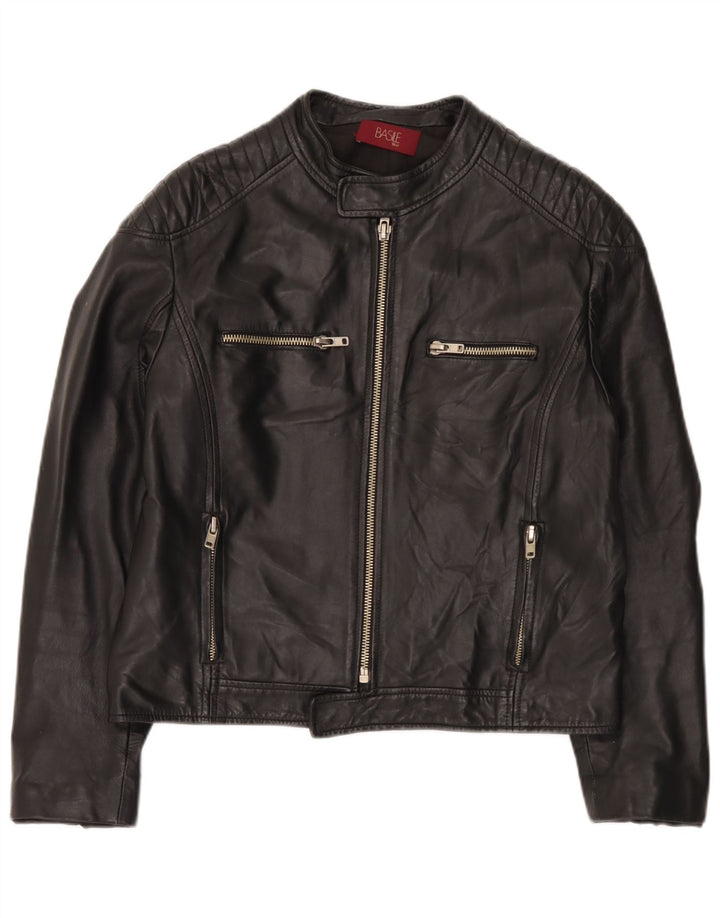 Basile Mens Leather Jacket UK 38 Medium Black