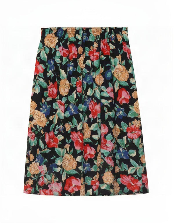 Vintage Womens Pleated Skirt W32 Large Black Floral