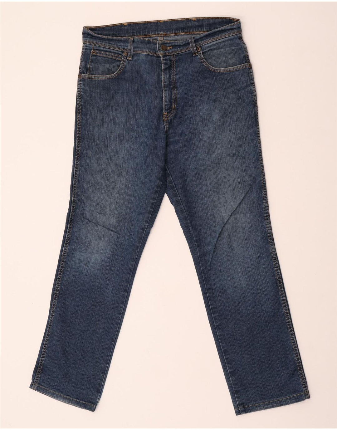 Wrangler Mens Regular Fit Straight Jeans W33 L29 Blue Cotton