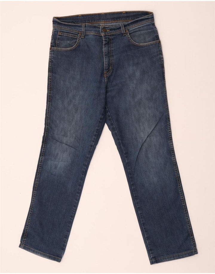 Wrangler Mens Regular Fit Straight Jeans W33 L29 Blue Cotton