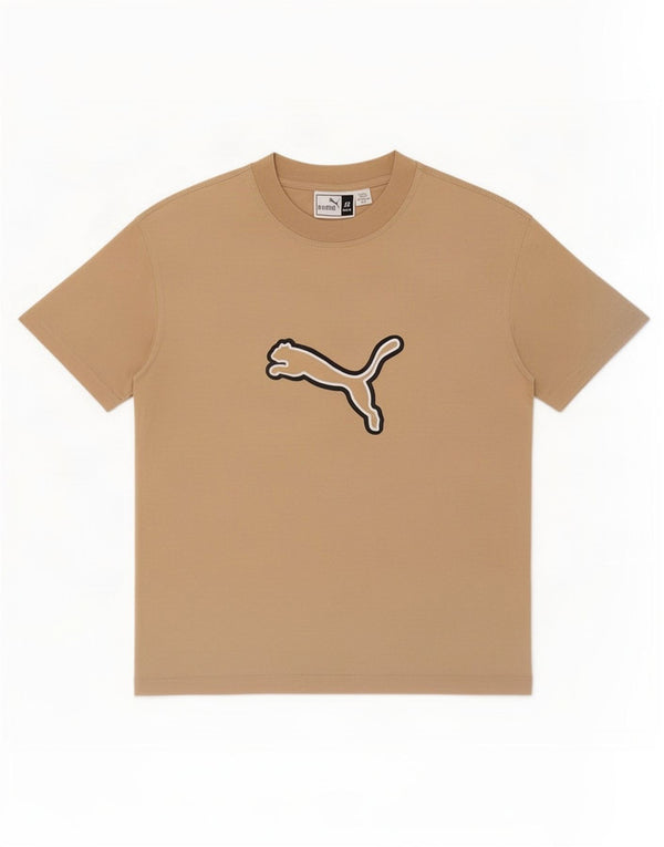 Puma Mens Loose Fit Graphic T-Shirt Top XS Beige Cotton