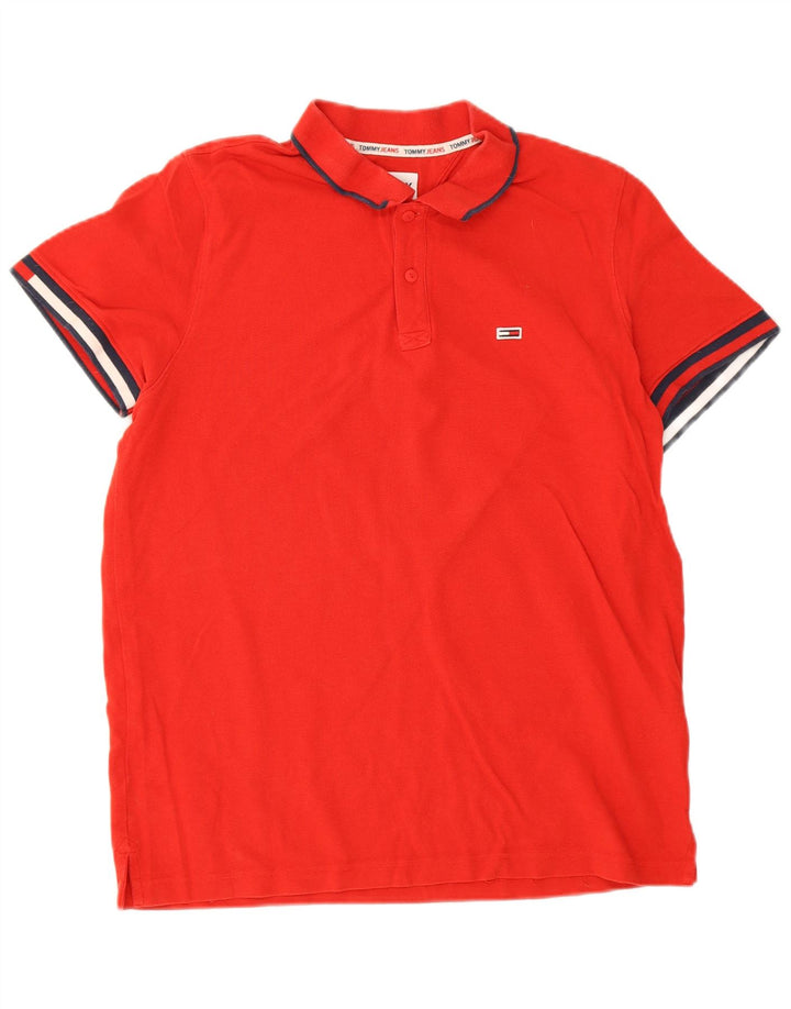 Tommy Hilfiger Mens Polo Shirt Large Red Cotton