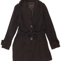 Zara Womens Overcoat UK 6 XS Black Cotton