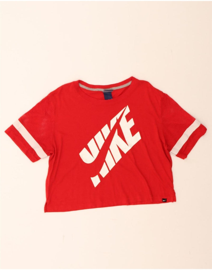 NIKE Womens Crop Graphic T-Shirt Top UK 14 Medium Red Polyester Vintage Nike and Second-Hand Nike from Messina Hembry 